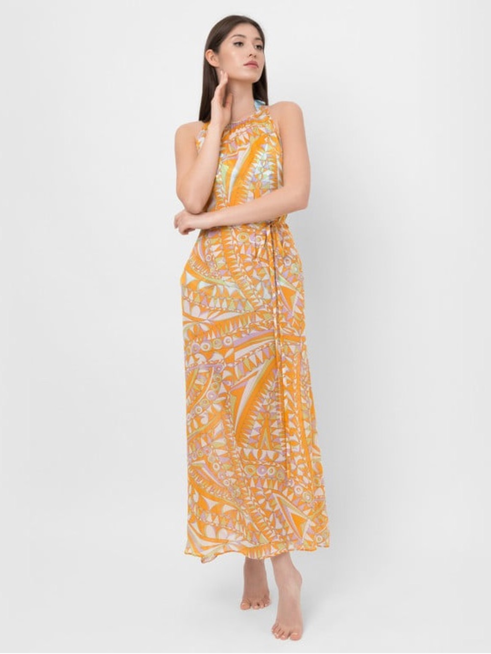 Emilio Pucci Vintage Silk Chiffon Banderine Print Dress